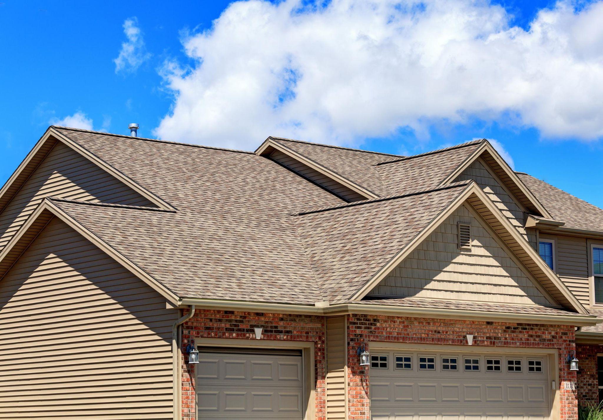 Focus is on a roof of a house. 