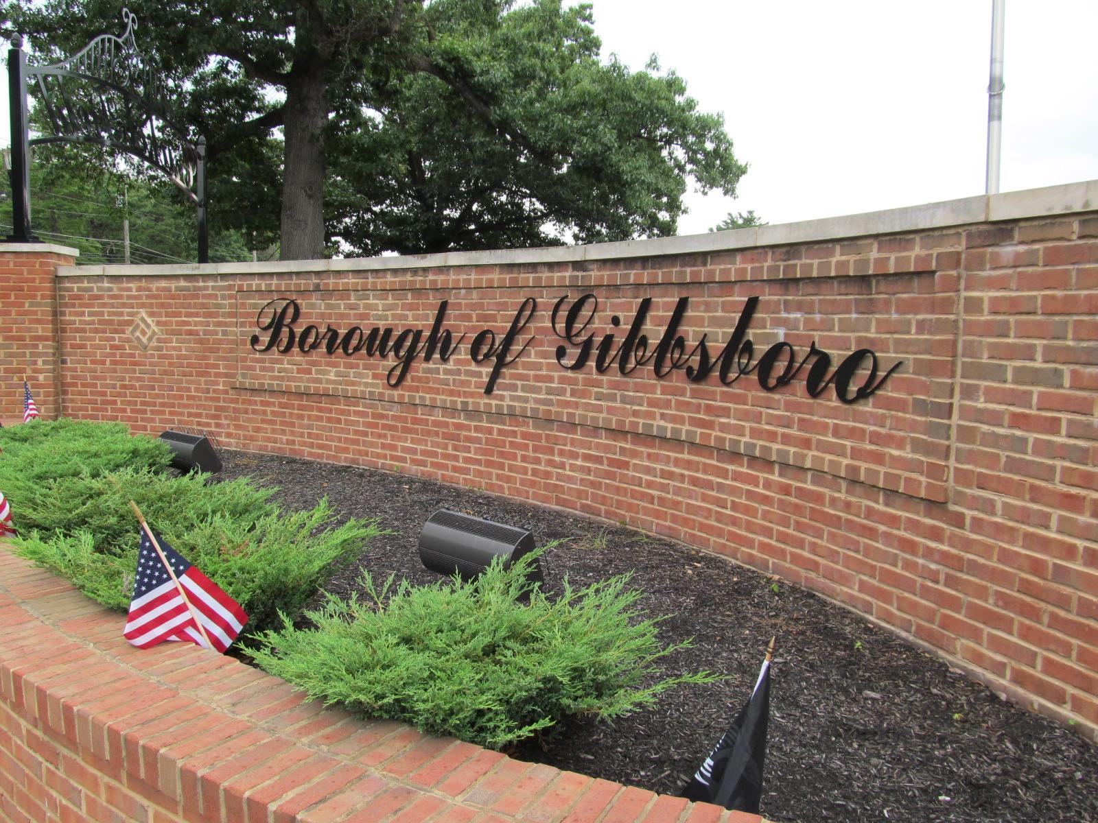 borough of gibbsboro sign on a brick wall